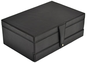 Black Buffalo Leather Jewellery Box, Length 29cm