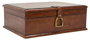 Tan Buffalo Leather Jewellery Box, Length 36cm, Stirrup Clasp
