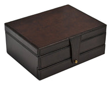 Dark Brown Buffalo Leather Jewellery Box L29cm