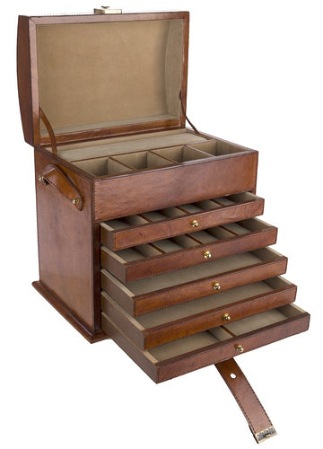 Very Large Tan Buffalo Leather Jewellery Box L25cm