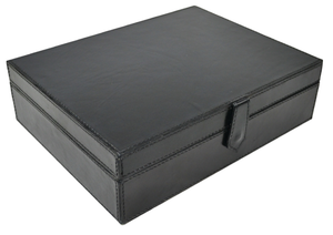 Black Buffalo Leather Jewellery Box, Length 28cm