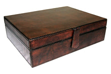 Dark Brown Buffalo Leather Jewellery Box, Length 28cm