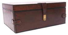 Dark Brown Buffalo Leather Jewellery Box, Length 29cm