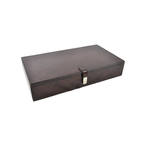 Dark Brown Buffalo Leather Jewellery Box, Length 36cm