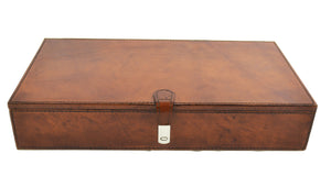 Tan Buffalo Leather Jewellery Box, Length 36cm