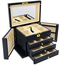 Harrowdene® Premium Edition Matte Black Jewellery Box with Side Panels 28.5cm