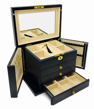 Harrowdene® Premium Edition Matte Black Jewellery Box with Side Panels 28.5cm