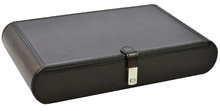 Dark Brown Buffalo Leather Jewellery Box, Length 30cm
