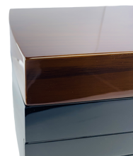 Closeup of two tone wood premium jewellery box