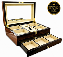 PRE-ORDER: Harrowdene® Premium  Edition  European Walnut High Gloss Jewellery Box 1-Drawer 32cm