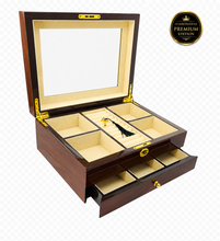 Harrowdene® Premium  Edition  European Walnut High Gloss Jewellery Box 1-Drawer 32cm