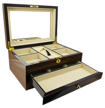 NEW European Walnut High Gloss 2-Drawer Wooden Jewellery Box L35cm