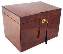 NEW Maple Burl & Black High Gloss Wood Jewellery Box L28cm