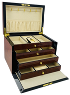 NEW Maple Burl & Black High Gloss Wood Jewellery Box L28cm