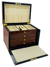 NEW Maple Burl & Black High Gloss Wood Jewellery Box L28cm