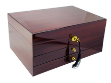 NEW Mahogany High Gloss 2-Drawer Wooden Jewellery Box L35cm