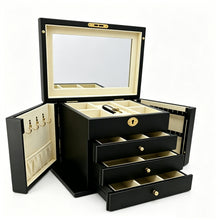 PRE-ORDER: Harrowdene Matte Black Jewellery Box with Side Panels 28.5cm — Premium Edition