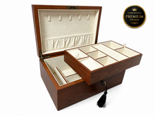 Harrowdene® European Walnut Silk Finish Jewellery Box with Liftout Tray 30cm — Premium Edition
