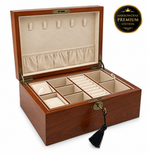 Harrowdene® European Walnut Silk Finish Jewellery Box with Liftout Tray 30cm — Premium Edition