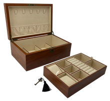 Harrowdene® European Walnut Silk Finish Jewellery Box with Liftout Tray 30cm — Premium Edition