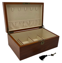 Harrowdene® European Walnut Silk Finish Jewellery Box with Liftout Tray 30cm — Premium Edition