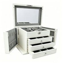 PRE-ORDER: Harrowdene Matte White Jewellery Box with Side Panels 28.5cm — Premium Edition