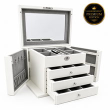 Harrowdene® Premium Edition Matte White Jewellery Box with Side Panels 28.5cm