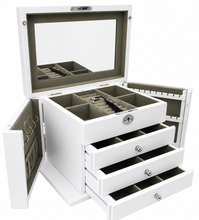 Harrowdene® Premium Edition Matte White Jewellery Box with Side Panels 28.5cm