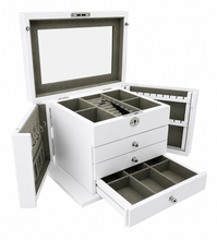 Harrowdene® Premium Edition Matte White Jewellery Box with Side Panels 28.5cm