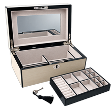 Harrowdene® Champagne Pearl Silk Finish Jewellery Box with Liftout Tray 25.5cm — Premium Edition