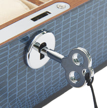 Blue Lizard Piano Finish Key Lock Jewellery and Watch Box L20cm