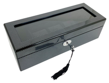 Carbon Fibre High Gloss 5-Watch Box, Length 28cm