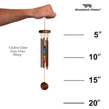 Woodstock Chakra Seven Stones Chime - Bronze size guide