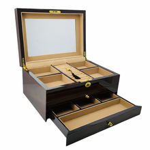European Walnut High Gloss 2-Drawer Wooden Jewellery Box L35cm