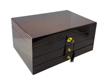 European Walnut High Gloss 2-Drawer Wooden Jewellery Box L35cm
