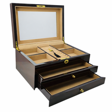 European Walnut High Gloss 2-Drawer Wooden Jewellery Box L35cm