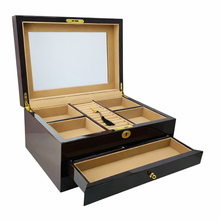 European Walnut High Gloss 2-Drawer Wooden Jewellery Box L35cm