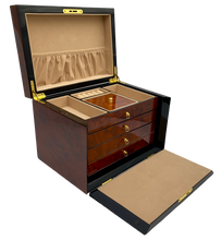 Harrowdene Maple Burl & Black High Gloss Jewellery Box 28cm