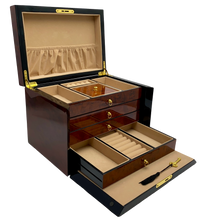 Harrowdene Maple Burl & Black High Gloss Jewellery Box 28cm