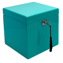 Small Turquoise High Gloss Wood Jewellery Box L16cm