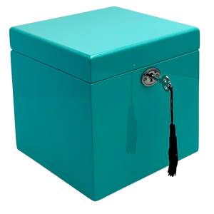 Small Turquoise High Gloss Wood Jewellery Box L16cm