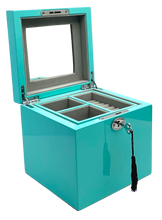 Small Turquoise High Gloss Wood Jewellery Box L16cm