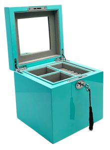 Small Turquoise High Gloss Wood Jewellery Box L16cm