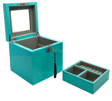 Small Turquoise High Gloss Wood Jewellery Box L16cm