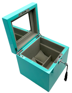 Small Turquoise High Gloss Wood Jewellery Box L16cm