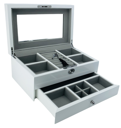 White High Gloss 1-Drawer Wooden Jewellery Box L28cm