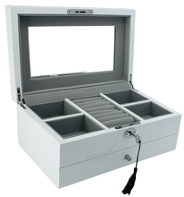White High Gloss 1-Drawer Wooden Jewellery Box L28cm