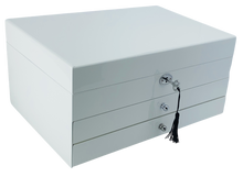 White High Gloss 2-Drawer Wooden Jewellery Box L34cm