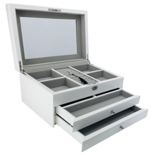 White High Gloss 2-Drawer Wooden Jewellery Box L34cm