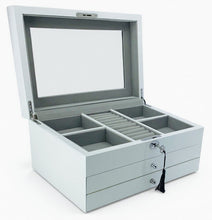 White High Gloss 2-Drawer Wooden Jewellery Box L34cm